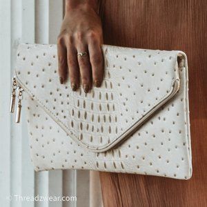 LARGE CROC SKIN CLUTCH
